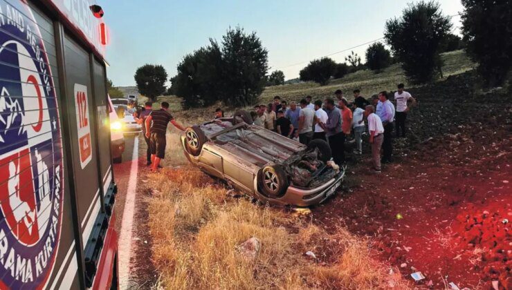 Adıyaman’da tarlaya devrilen otomobilde 3 kişi yaralandı