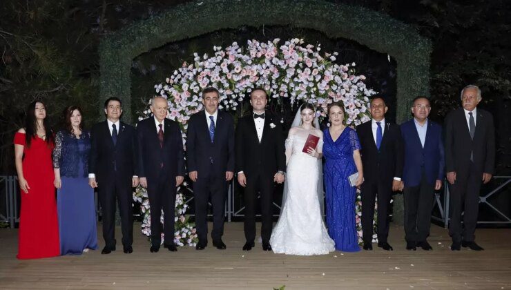 Cevdet Yılmaz ve Devlet Bahçeli, İrem Aksu ve Fırat Lala’nın nikah şahitliğini yaptı