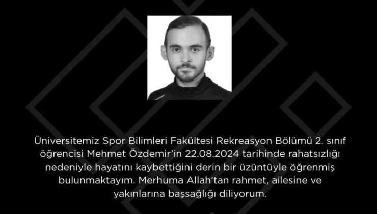 Eskişehir Teknik Üniversitesi Öğrencisi Mehmet Özdemir İçin Taziye Mesajı