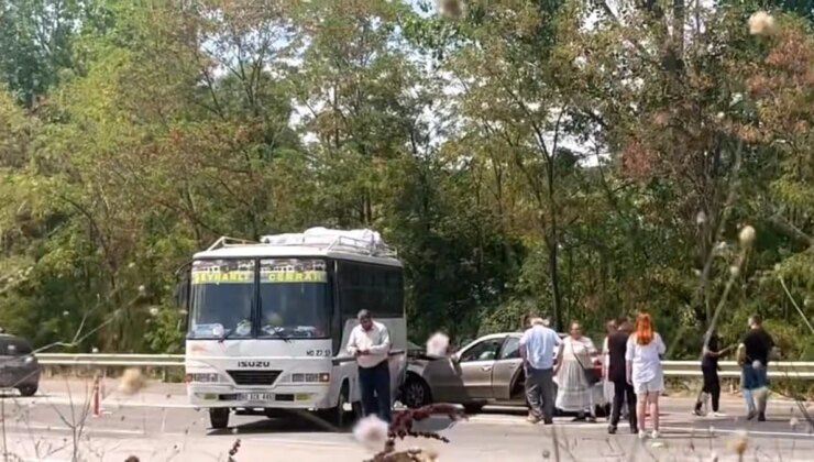 İnegöl’de otomobil ile otobüs çarpıştı: 1 yaralı