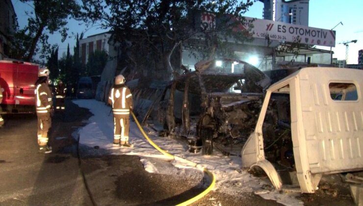 Kartal’da Sanayi Sitesinde Araç Yangını