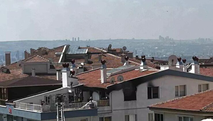 Keçiören’de bir apartmanın teras katında çıkan yangın kısa sürede söndürüldü