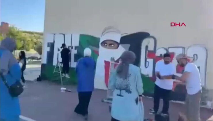 Mardin Artuklu Üniversitesi öğrencileri Gazze dramını grafiti sanatıyla duvarlara çizdi