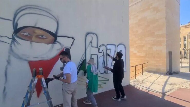 Mardin Artuklu Üniversitesi Öğrencileri Gazze’ye Destek İçin Grafiti Çizdi