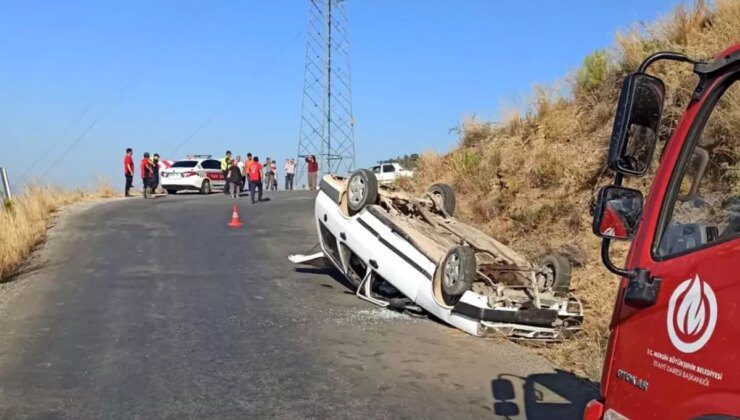 Mersin’de freni boşalan otomobil takla attı