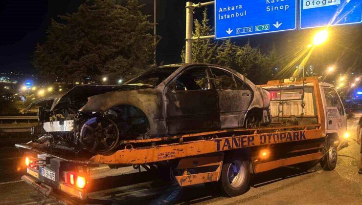 Samsun’da Gurbetçi Ailenin Otomobili Alevlere Teslim Oldu