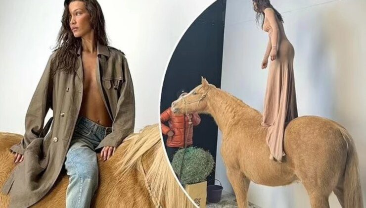 Ünlü model Bella Hadid’in at üzerindeki pozlarına, ata eziyet çektirdiği gerekçesi ile tepki yağdı