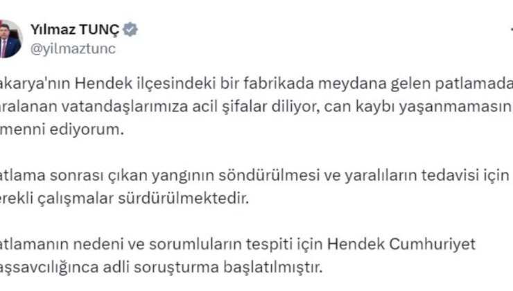 Hendek’teki Fabrika Patlaması İçin Soruşturma Başlatıldı