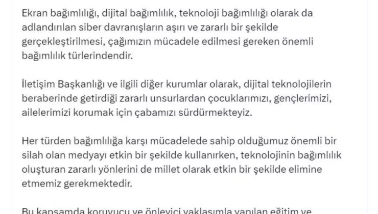 İletişim Başkanı Fahrettin Altun, Bağımlılıkla Mücadele Çağrısı Yaptı