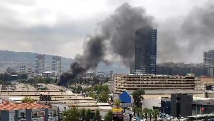 İzmir’de Oto Tamircisinde Yangın Çıktı