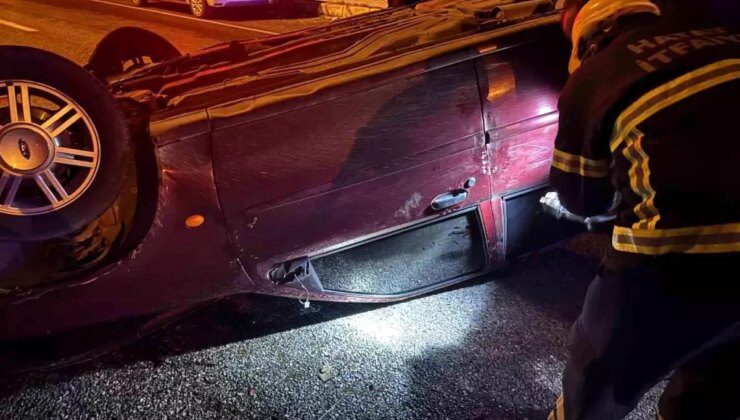 Hatay’da Ters Dönerek Takla Atan Otomobilin Sürücüsü Yaralandı