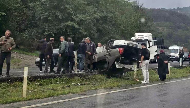 Zonguldak-Ankara Yolunda Kazaya Neden Olan Araç Takla Attı