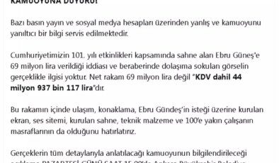 Ebru Güneş’e 69 Milyon Lira İddiası Yalanlandı