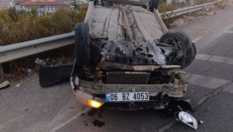 Gaziantep’te Devrilen Otomobil Sürücüsü Yaralandı