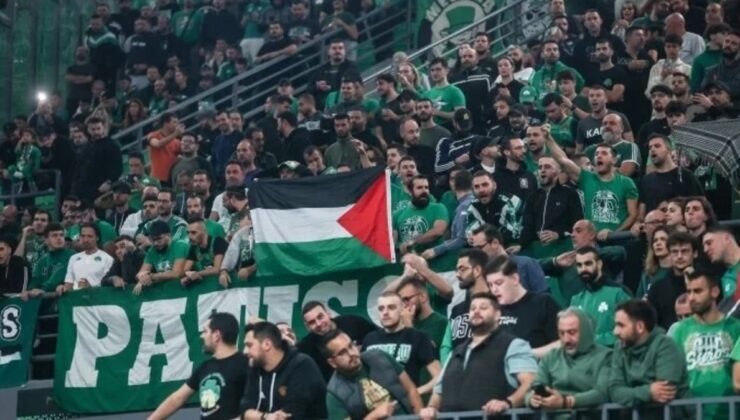 Panathinaikos taraftarından Maccabi Tel Aviv maçında Filistin’e destek!