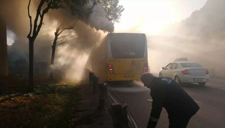 Şişli’de Boş İETT Otobüsünde Yangın