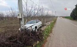 Kontrolden Çıkan Araç Elektrik Direğine Çarptı: 2 Yaralı