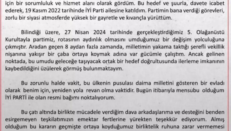 İYİ Parti Sözcüsü Kürşad Zorlu’dan İstifa Açıklaması