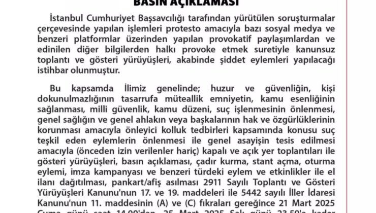 Ankara’da Tüm Eylem ve Etkinlikler 21-25 Mart Tarihleri Arasında Yasaklandı