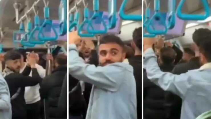 Metroda atılan slogana bakın! Diğer yolcular olan biteni çaresizce izledi