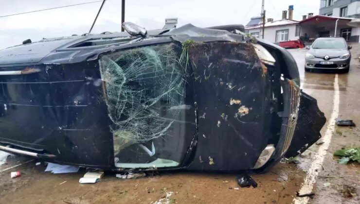 Rize’de takla atan otomobilin sürücüsü yaralandı