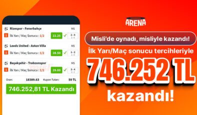 3 maçın İlk Yarı/Maç sonucu skoru bildi! 50 TL’ye 746.252 TL kazandı…