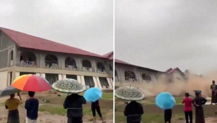 Dehşete düşüren görüntü: Onlarca öğrencinin kaldığı yurt nehre sürüklendi