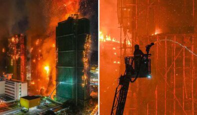 Hong Kong’daki yangın faciasından gelen görüntüler korkunç