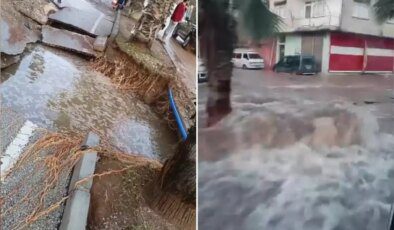 İçme suyu borusu patladı: 3 mahalle göle döndü, yol çöktü