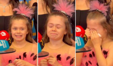 Babasını kaybeden minik oyuncu Damla Çolak galada gözyaşlarına boğuldu