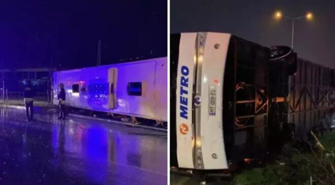 Samsun’da yolcu otobüsü devrildi! Çok sayıda yaralı var