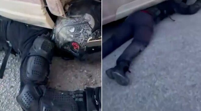 Tonlarca ağırlığındaki tırın altından mucize kurtuluş