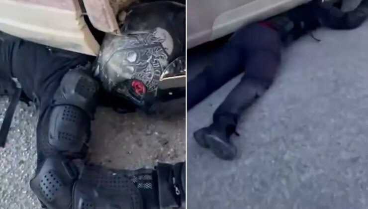 Tonlarca ağırlığındaki tırın altından mucize kurtuluş
