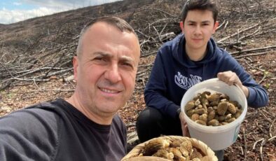 Baba ve oğlunun yüzünü güldüren mantar avı