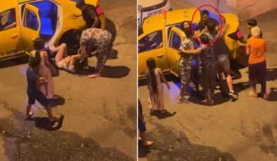 Bıçak çeken kızı takside darbettiler, kavgayı ayırmaya çalışanı da sokakta
