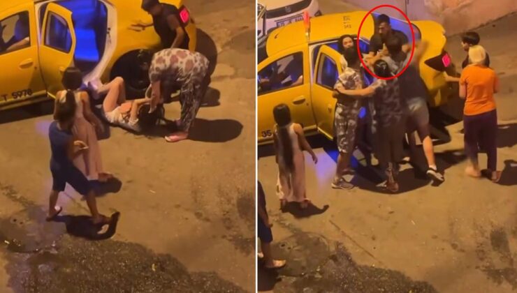 Bıçak çeken kızı takside darbettiler, kavgayı ayırmaya çalışanı da sokakta