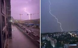 Ankara’da gök gürültülü sağanak trafiği aksattı, şimşekler cep telefonuyla kaydedildi