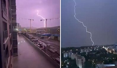 Ankara’da gök gürültülü sağanak trafiği aksattı, şimşekler cep telefonuyla kaydedildi