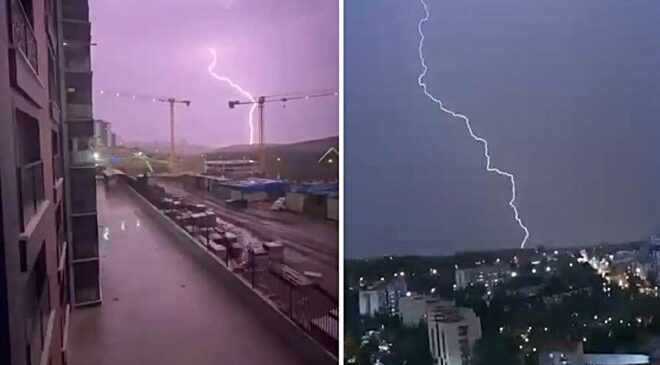 Ankara’da gök gürültülü sağanak trafiği aksattı, şimşekler cep telefonuyla kaydedildi