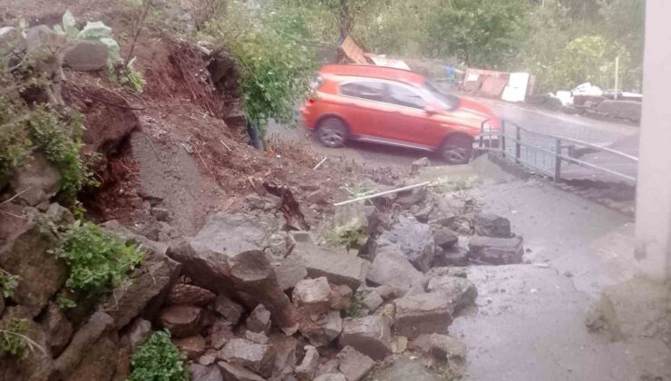Zonguldak’ın Karadeniz Ereğli’sinde çöken perde duvar sakinleri mağdur etti